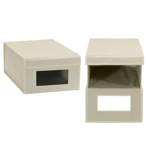 Drop front discount shoe box storage