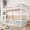 Full Over Full Wood Bunk Bed with Ladder and Guardrails, Durable Pine Wood Bed Frame, No Box Spring Needed, Natural/White - ModernLuxe - 3 of 4
