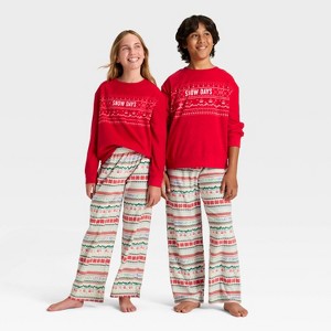 Kids' "Snow Days" Fair Isle Microfleece Holiday Matching Family Sweatshirt - Wondershop™ Red - 1 of 4