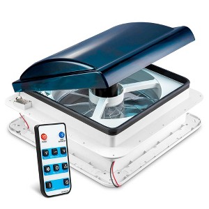 Hike Crew 14” RV Roof Vent Fan, 12V 6-Speed RV Fan with LED Light, and Remote - Smoked Lid - 1 of 4