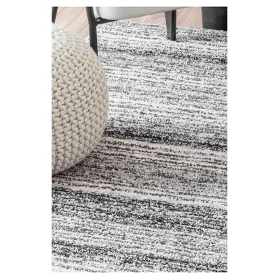 Gray Striped Oval Tufted Shag Area Rug 8' x 10'
