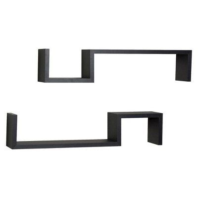 (Set of 2) 22.5" x 4.7" Floating Wall Shelving Set Black - Danya B.