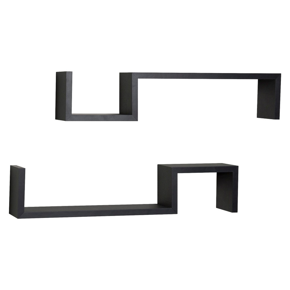 Photos - Kids Furniture Danya B.  22.5" x 4.7" Floating Wall Shelving Set Black : Contem(Set of 2)