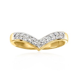 Ross-Simons 0.35 ct. t.w. Lab-Grown Diamond Chevron Ring in 18kt Gold Over Sterling - 1 of 4