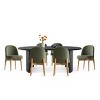 7-Pieces Dining Set for 6,Upholstered Armless Chair with Wood Legs,79 Inch Oval Dining Table for Dining Room,Farmhouse-Tanpinhause - 2 of 4