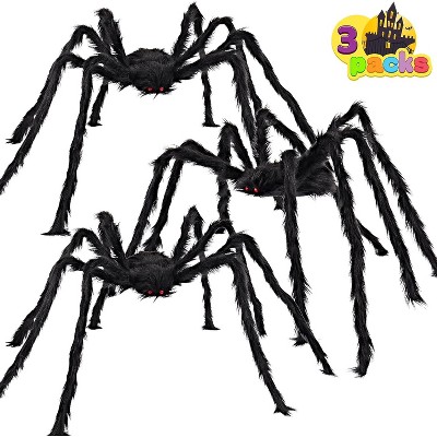 Joyfy 3pcs Halloween 63'' Hairy Huge Realistic Spiders, Indoor Outdoor and Yard Creepy Decor,Halloween Party Garden Haunted House Decorations