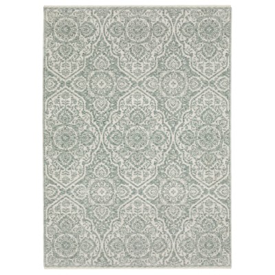 Oriental Weavers Echo ECH02 Teal / Ivory Indoor Area Rug - 5'3" x 7'6"