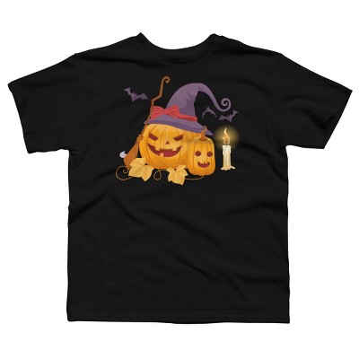 Boy's Design By Humans Halloween Witch Pumpkins With Bats Witch Pumpkins With Bats By VectorVillain T-Shirt