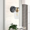 Dewdrop Industrial Matte Black Wall Light with Brass Finish and Clear Glass Shade for Bedroom Bathroom - 3 of 4