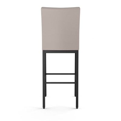 Cream Faux Leather and Black Metal Bar Stool, 30" Height