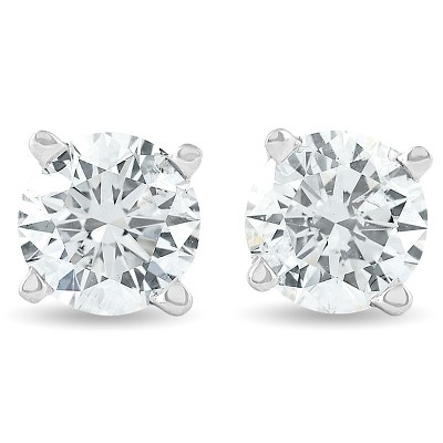 Pompeii3 1Ct Lab Created Created Diamond Screw Back Studs White Gold IGI Certified (H-I/SI)