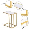 Single-decker Single Layer C-shape Table Marble PVC Density Board Iron Simple White Golden Spray 30*48*61cm Side Table - 3 of 4
