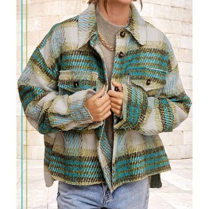 Women's Brushed Plaid Jacket - LA MIEL - 1 of 2