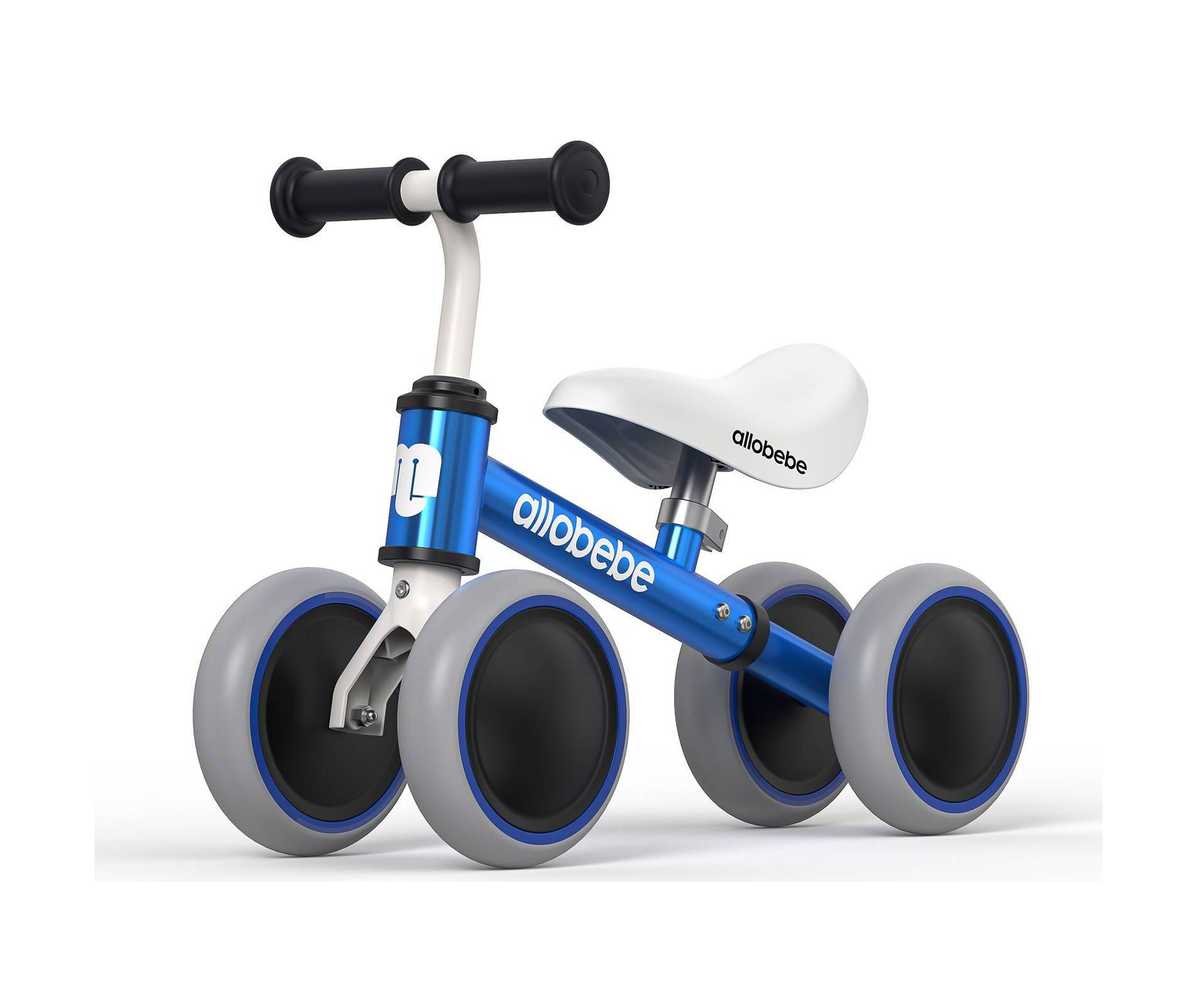 Allobebe Toddler Balance Ride-On Bike 4-Wheeled 12-36 Months Adjustable Seat Quiet Wheels