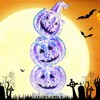 Tangkula 3.4 Ft Halloween Decorations Light up Stacked Pumpkins Standing Prismatic Iridescent - 2 of 4