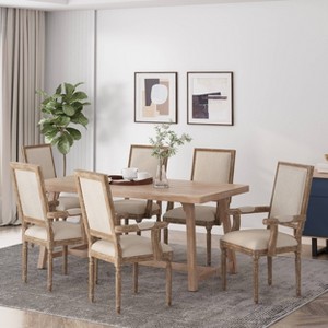 Set of 6 Maria French Country Wood Upholstered Dining Chairs - Christopher Knight Home - 1 of 4