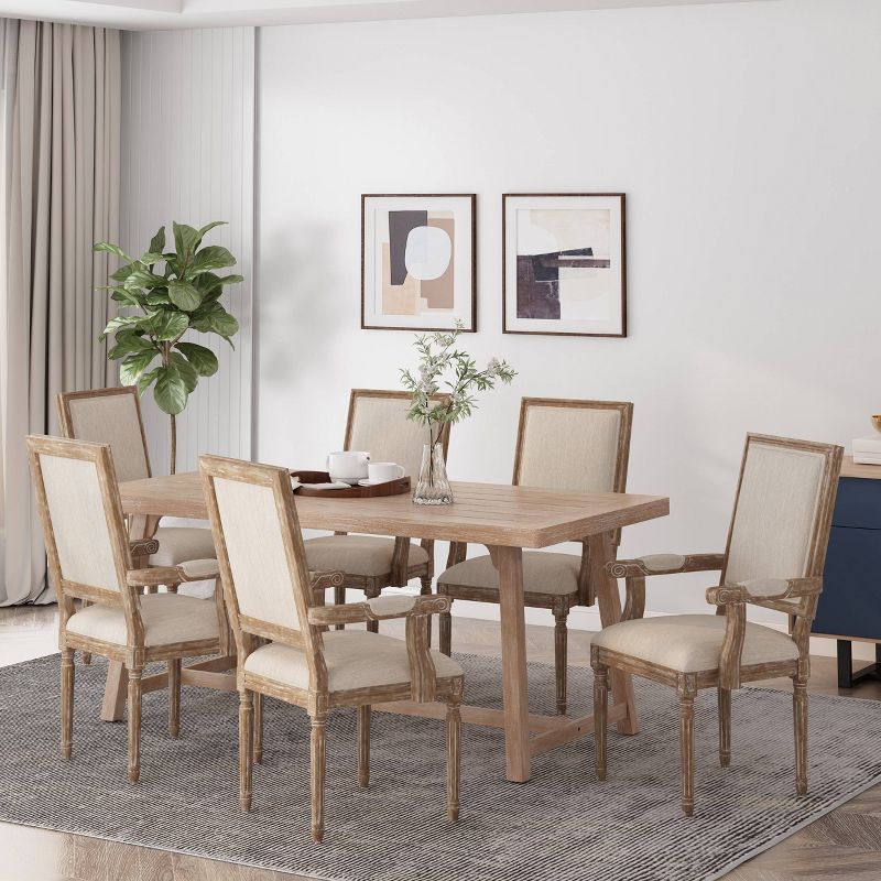 Set of 6 Maria French Country Wood Upholstered Dining Chairs - Christopher Knight Home, 3 of 13