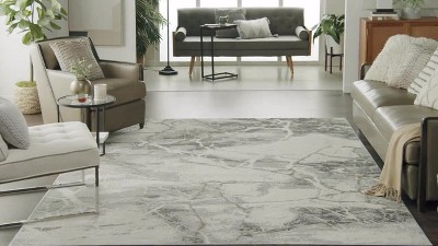 Elation Ivory Abstract 5' x 7' Soft Synthetic Area Rug