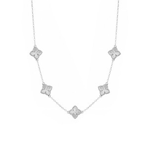 Adornia Silver Plated White Mother of Pearl Floral Station Necklace - 1 of 4