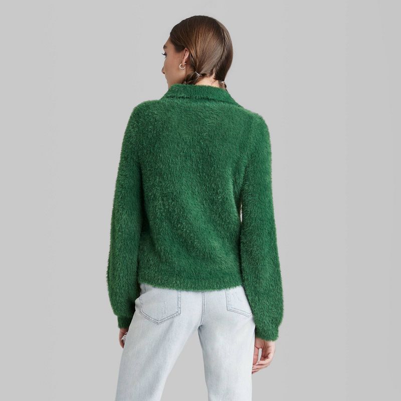 Women&#39;s Fuzzy Button-Front Cardigan - Wild Fable&#8482; Dark Green XXL, 3 of 4