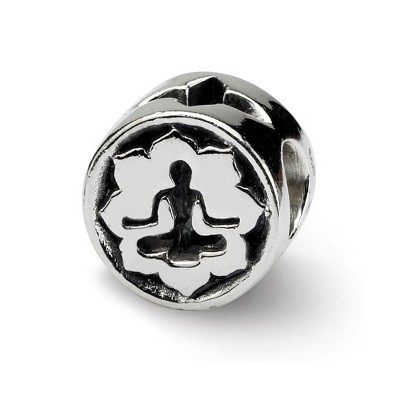 Black Bow Jewelry Sterling Silver Yoga Lotus Bead Charm