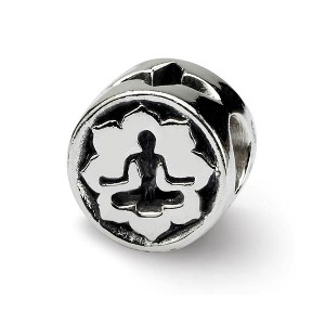 Black Bow Jewelry Sterling Silver Yoga Lotus Bead Charm - 1 of 3
