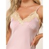 Allegra K Women's Satin Nightgowns V-Neck Solid Color Lace Cami Mini Pajama Dress - 4 of 4