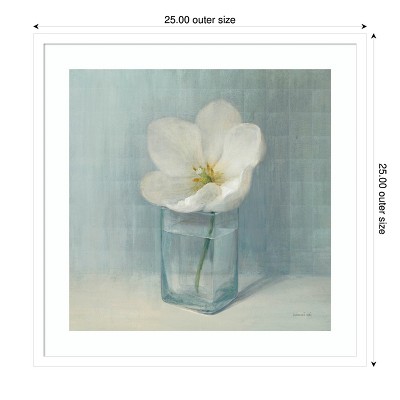 White Tulip in Glass Vase Framed Lithograph Print