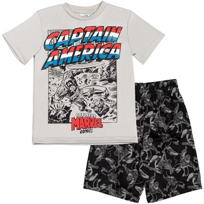Captain America Marvel Toddlers 3pc Tank T-Shirt & Shorts Clothing Set 