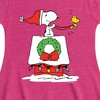Girls' - Peanuts - Snoopy & Woodstock House Sleigh Fit & Flair Cap Sleeve Dress - 2 of 3