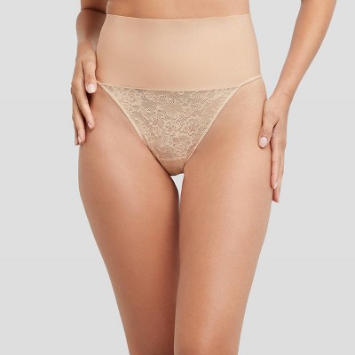 Maidenform Curvy Tame Your Tummy Plus Size Tailored Thong NUDE