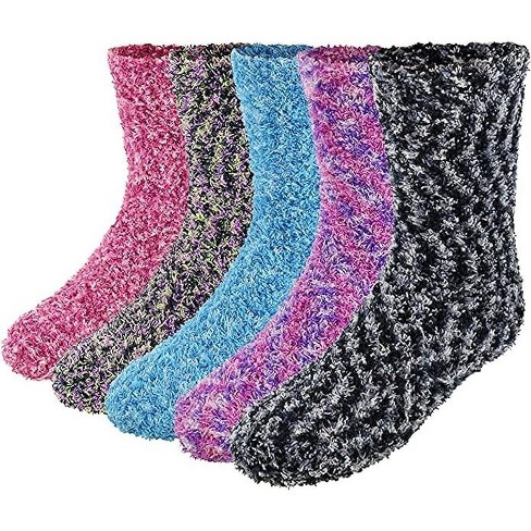 Market & Layne Women's 5 Pair Fuzzy Socks, Adults Super Comfy Socks (Marled)
