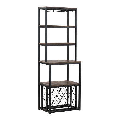 Alder Reclaimed Wood Bakers Rack Rustic Black - Aiden Lane
