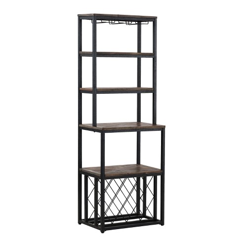 Alder Reclaimed Wood Bakers Rack Rustic Black Aiden Lane Target