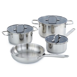 BergHOFF Helix 7Pc Recycled 18/10 Stainless Steel Cookware Set with Glass Lids - 1 of 4