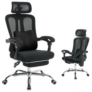Office Chair with Mesh Back, Retractable Footrest, Adjustable Headrest & Lumbar Support - 1 of 4