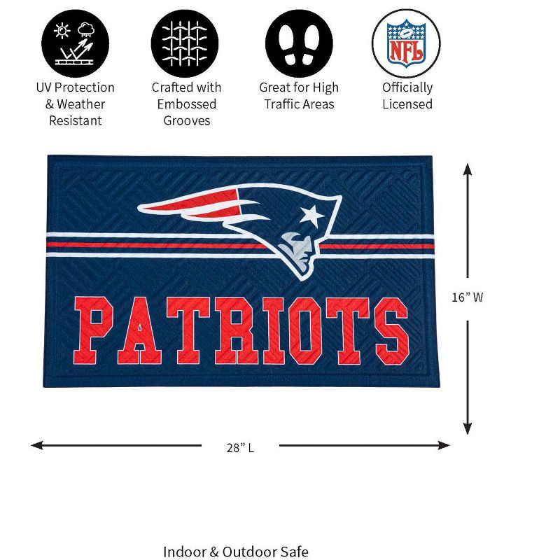 Evergreen NFL New England Patriots Embossed Mat Cross Hatch Indoor and Outdoor Doormat, 2 of 6