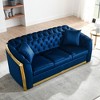 84'' Velvet Luxury Tufted 3-Seater Sofa with Gold Stainless Steel Accents for Living Room - 3 of 4