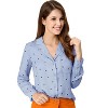 INSPIRE CHIC Women's Vintage Notched Lapel Long Sleeve Printed Button Down Tops - 2 of 4