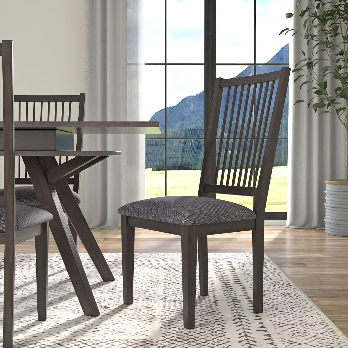Lennox Slat-Back Side Chairs in Dark Tobacco | Alpine