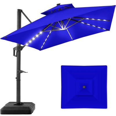Best Choice Products 10x10ft 2-Tier Square Outdoor Solar LED Cantilever Patio Umbrella w/ Base Included
