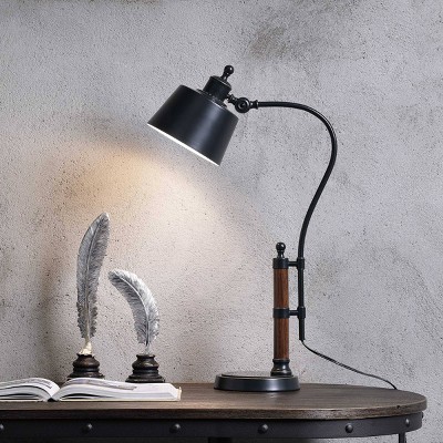Adjustable Russet Bronze and Black Metal Desk Lamp