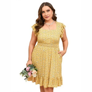 Wrap Midi Dresses A-Line Flare Casual Short Dresses - 1 of 1
