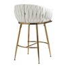 SKRAN Stylish 26" Velvet Bar Stool Set of 2 With Handcrafted Wave Backrest, Gold Chrome Base and Footstool for Kitchen Island, Bar, Pub - 4 of 4