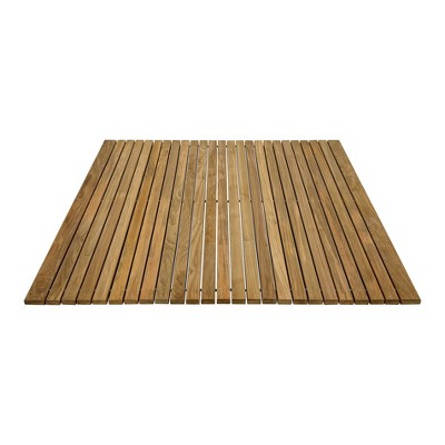 Nordic Teak 36" x 36" Oiled Brown Shower and Bath String Mat with Rubber Footing