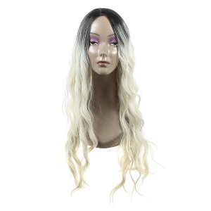 Unique Bargains Women's Lady Curly Human Hair Wigs 28" with Wig Cap - 1 of 4