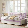 Daybed with Trundle, Modern Compact Design，Twin Metal Bed Frame, Pull-Out Trundle with Six Wheels, Steel Slatted Support, for Small Rooms - 3 of 4