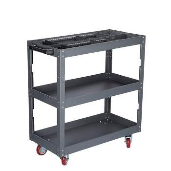 3-Tier Rolling Tool Cart, 660 LBS Capacity Heavy Duty Service Cart with Handle & Lockable Wheels for Warehouse Garage