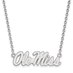 Black Bow Jewelry 10k White Gold Mississippi Rebels NCAA Necklace 18 Inch - 1 of 4