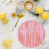 Angela Minca Retro wavy lines orange violet Cutting Board - Round - 2 of 3